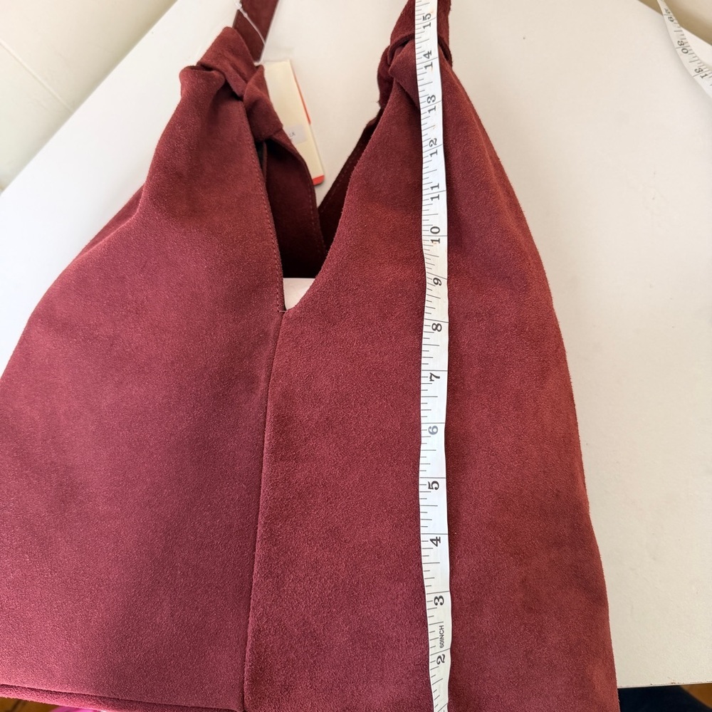 Divina Firenze Shoulder Bag Womens C/Wine Burgundy Suede Leather Handmade Italy - Picture 7 of 9